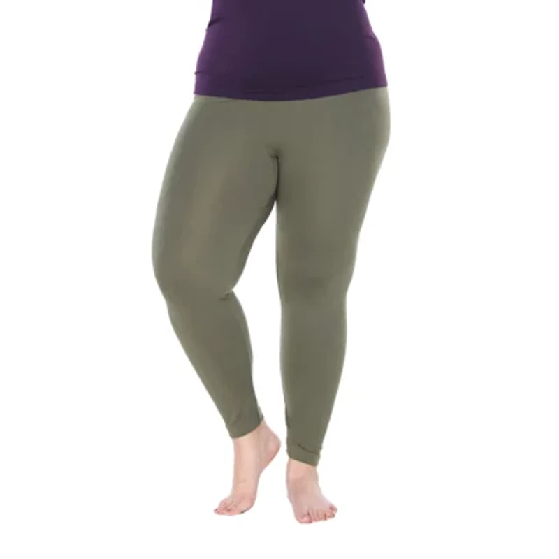 White Mark Super Stretch Womens Mid Rise Plus Full Length Leggings