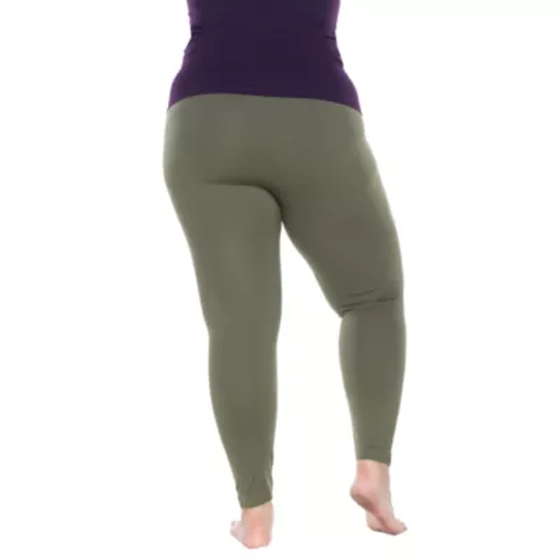 White Mark Super Stretch Womens Mid Rise Plus Full Length Leggings