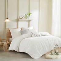 Intelligent Design Maize Cotton Jacquard Duvet Cover Set with Euro Shams and Throw Pillows