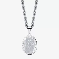 J.P. Army Men's Jewelry Saint Christopher Stainless Steel 24 Inch Cable Pendant Necklace