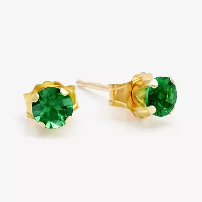 Gemstone 10K Gold 4mm Round Stud Earrings
