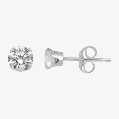 Gemstone 10K White Gold 4mm Round Stud Earrings