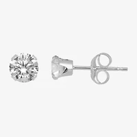 Gemstone 10K White Gold 4mm Round Stud Earrings