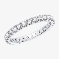 (H-I / Si1-Si2) Womens 2MM 1 CT. T.W. Lab Grown White Diamond 10K White Gold Eternity Wedding Band