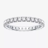 (H-I / Si1-Si2) Womens 2MM 1 CT. T.W. Lab Grown White Diamond 10K White Gold Eternity Wedding Band