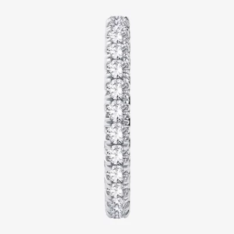 (H-I / Si1-Si2) Womens 2MM 1 CT. T.W. Lab Grown White Diamond 10K White Gold Eternity Wedding Band