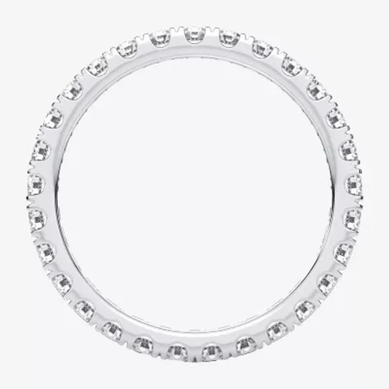 (H-I / Si1-Si2) Womens 2MM 1 CT. T.W. Lab Grown White Diamond 10K White Gold Eternity Wedding Band