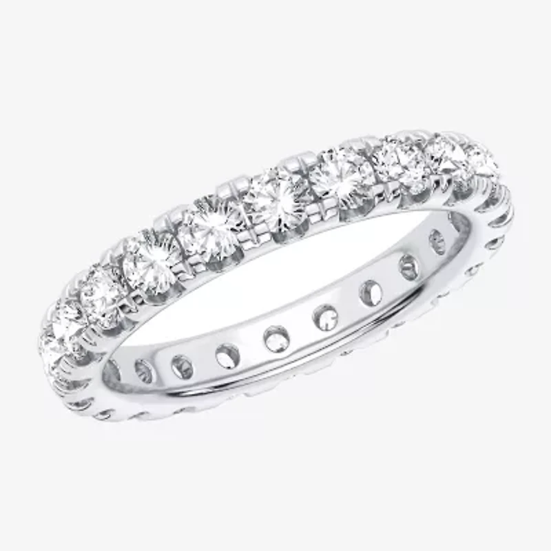 H-I / Si1-Si2) Womens 2.5MM 2 CT. T.W. Lab Grown White Diamond 10K White Gold Eternity Wedding Band