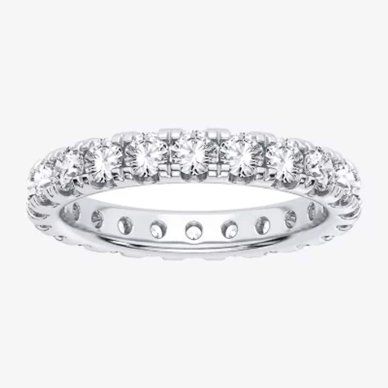 H-I / Si1-Si2) Womens 2.5MM 2 CT. T.W. Lab Grown White Diamond 10K White Gold Eternity Wedding Band