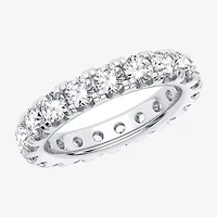 (H-I / Si1-Si2) Womens 3.5MM 3 CT. T.W. Lab Grown White Diamond 10K White Gold Eternity Wedding Band