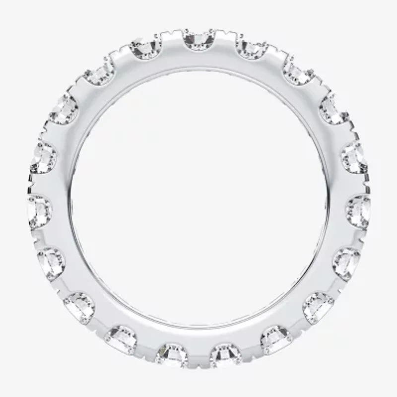 (H-I / Si1-Si2) Womens 3.5MM 3 CT. T.W. Lab Grown White Diamond 10K White Gold Eternity Wedding Band