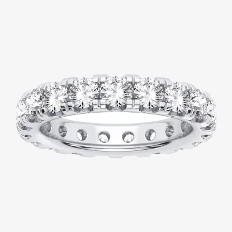 (H-I / Si1-Si2) Womens 3.5MM 3 CT. T.W. Lab Grown White Diamond 10K White Gold Eternity Wedding Band