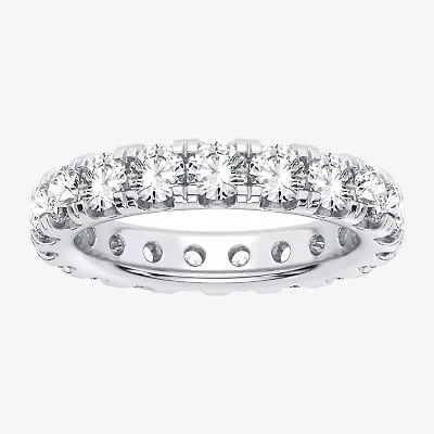 (H-I / Si1-Si2) Womens 3.5MM 3 CT. T.W. Lab Grown White Diamond 10K White Gold Eternity Wedding Band