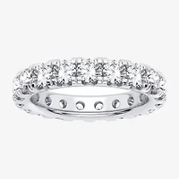 (H-I / Si1-Si2) Womens 3.5MM 3 CT. T.W. Lab Grown White Diamond 10K White Gold Eternity Wedding Band
