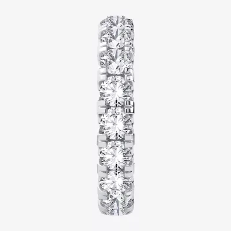 (H-I / Si1-Si2) Womens 3.5MM 3 CT. T.W. Lab Grown White Diamond 10K White Gold Eternity Wedding Band