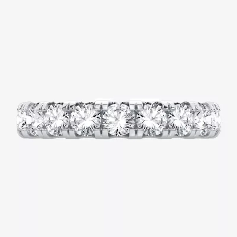 (H-I / Si1-Si2) Womens 3.5MM 3 CT. T.W. Lab Grown White Diamond 10K White Gold Eternity Wedding Band