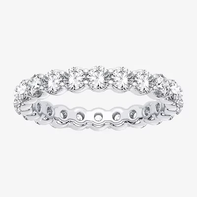 (H-I / Si1-Si2) Womens 2.5MM 2 CT. T.W. Lab Grown White Diamond 10K White Gold Eternity Wedding Band
