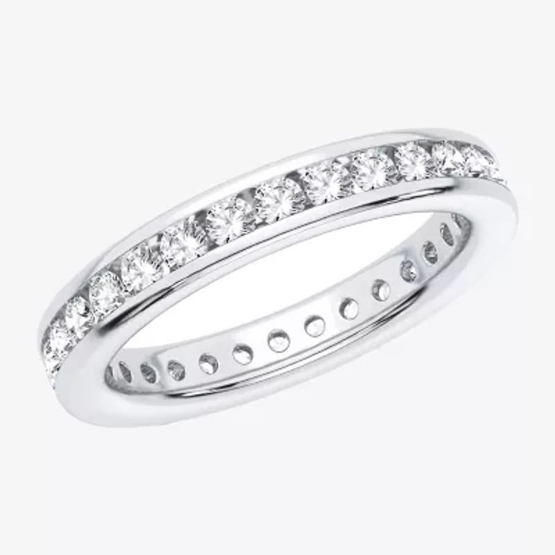 H-I / Si1-Si2) Womens 3MM CT. T.W. Lab Grown White Diamond 10K White Gold Eternity Wedding Band