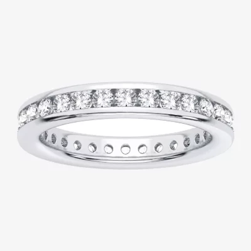 H-I / Si1-Si2) Womens 3MM CT. T.W. Lab Grown White Diamond 10K White Gold Eternity Wedding Band