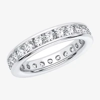 (H-I / Si1-Si2) Womens 3MM 2 CT. T.W. Lab Grown White Diamond 10K White Gold Eternity Wedding Band