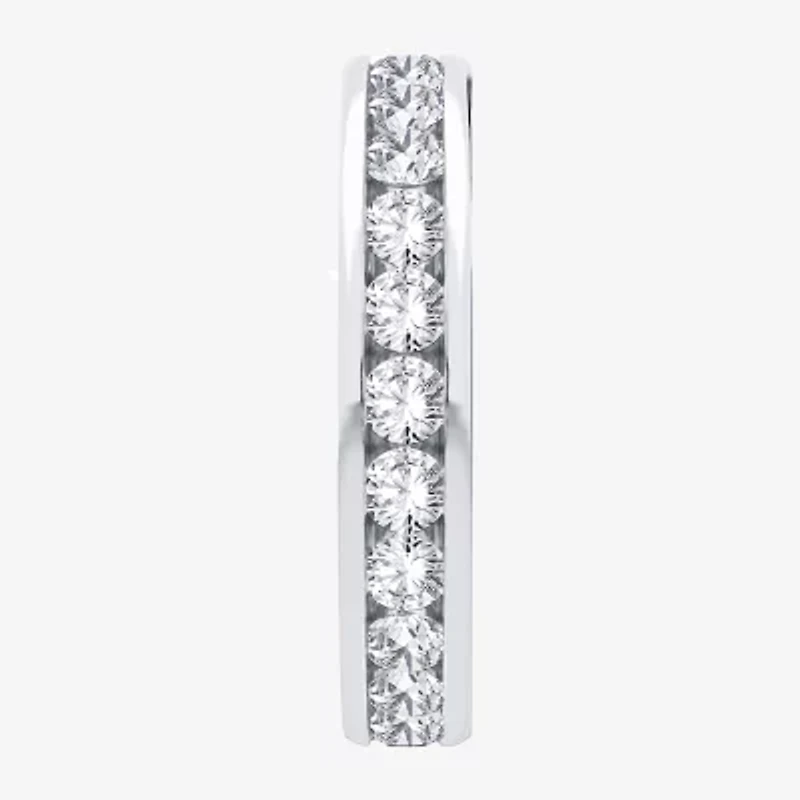 (H-I / Si1-Si2) Womens 3MM 2 CT. T.W. Lab Grown White Diamond 10K White Gold Eternity Wedding Band