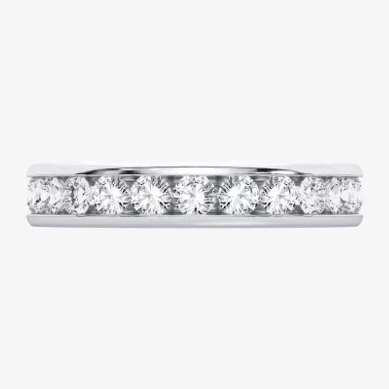 (H-I / Si1-Si2) Womens 3MM 2 CT. T.W. Lab Grown White Diamond 10K White Gold Eternity Wedding Band
