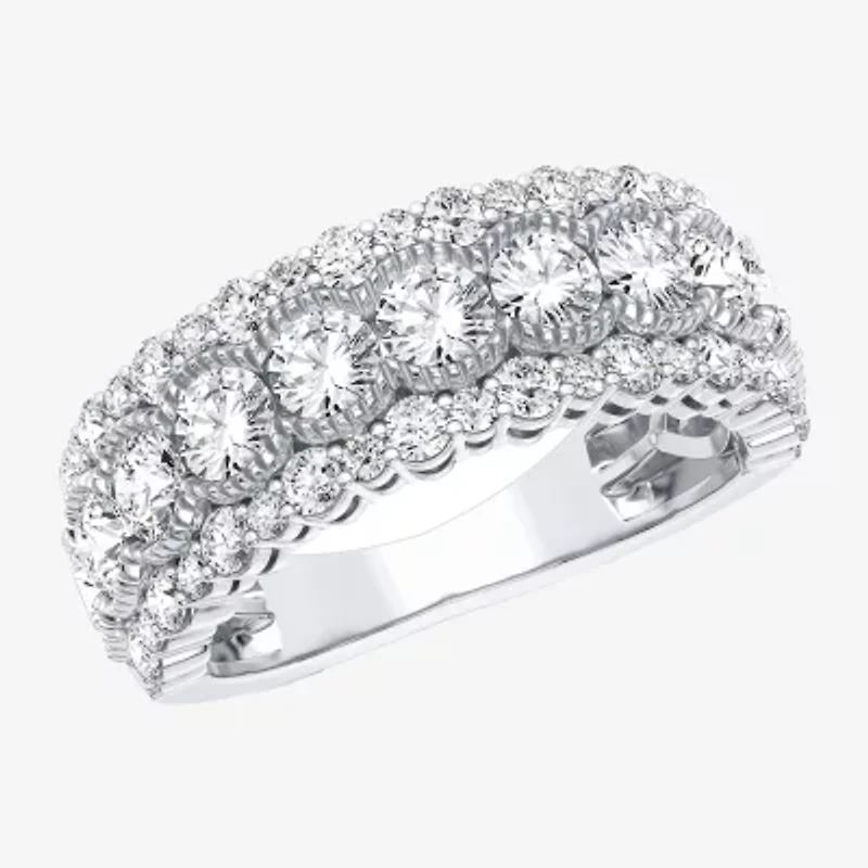 (H-I / Si1-Si2) Womens 7MM 2 CT. T.W. Lab Grown White Diamond 10K White Gold Anniversary Band