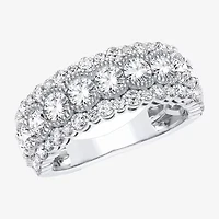 (H-I / Si1-Si2) Womens 7MM 2 CT. T.W. Lab Grown White Diamond 10K White Gold Anniversary Band