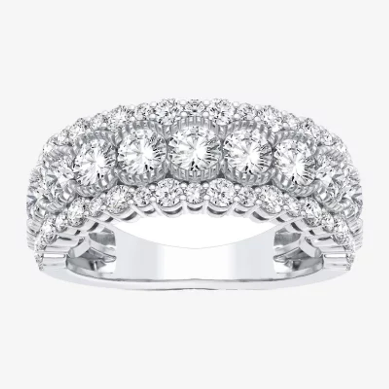 (H-I / Si1-Si2) Womens 7MM 2 CT. T.W. Lab Grown White Diamond 10K White Gold Anniversary Band