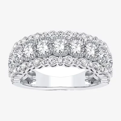 (H-I / Si1-Si2) Womens 7MM 2 CT. T.W. Lab Grown White Diamond 10K White Gold Anniversary Band