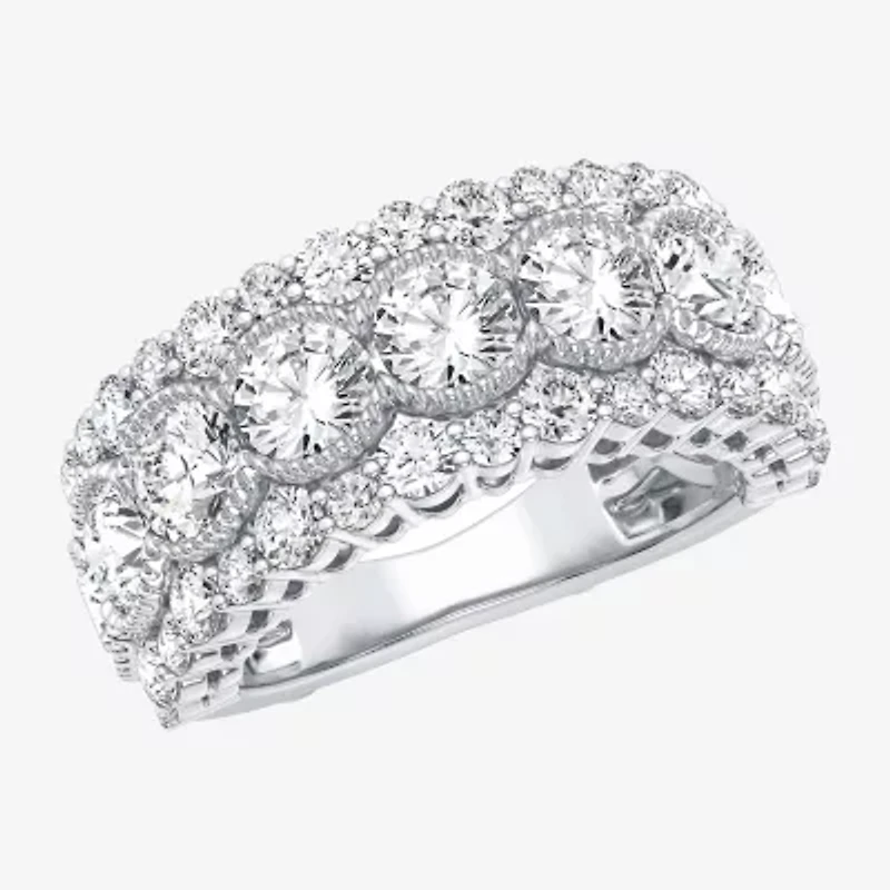 (H-I / Si1-Si2) Womens 8MM 3 CT. T.W. Lab Grown White Diamond 10K White Gold Anniversary Band