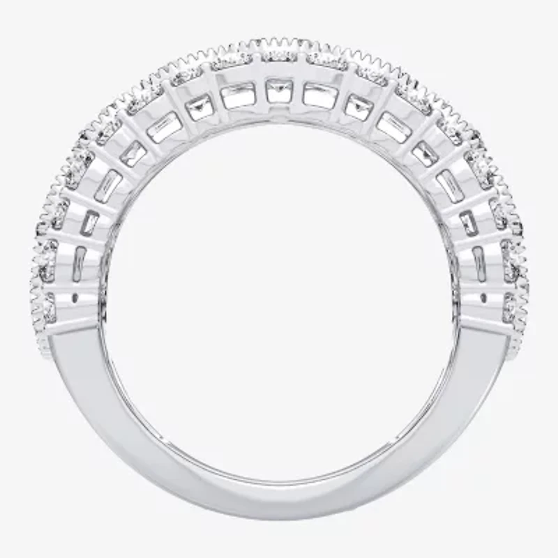 (H-I / Si1-Si2) Womens 8MM 3 CT. T.W. Lab Grown White Diamond 10K White Gold Anniversary Band