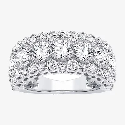 (H-I / Si1-Si2) Womens 8MM 3 CT. T.W. Lab Grown White Diamond 10K White Gold Anniversary Band