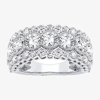 (H-I / Si1-Si2) Womens 8MM 3 CT. T.W. Lab Grown White Diamond 10K White Gold Anniversary Band
