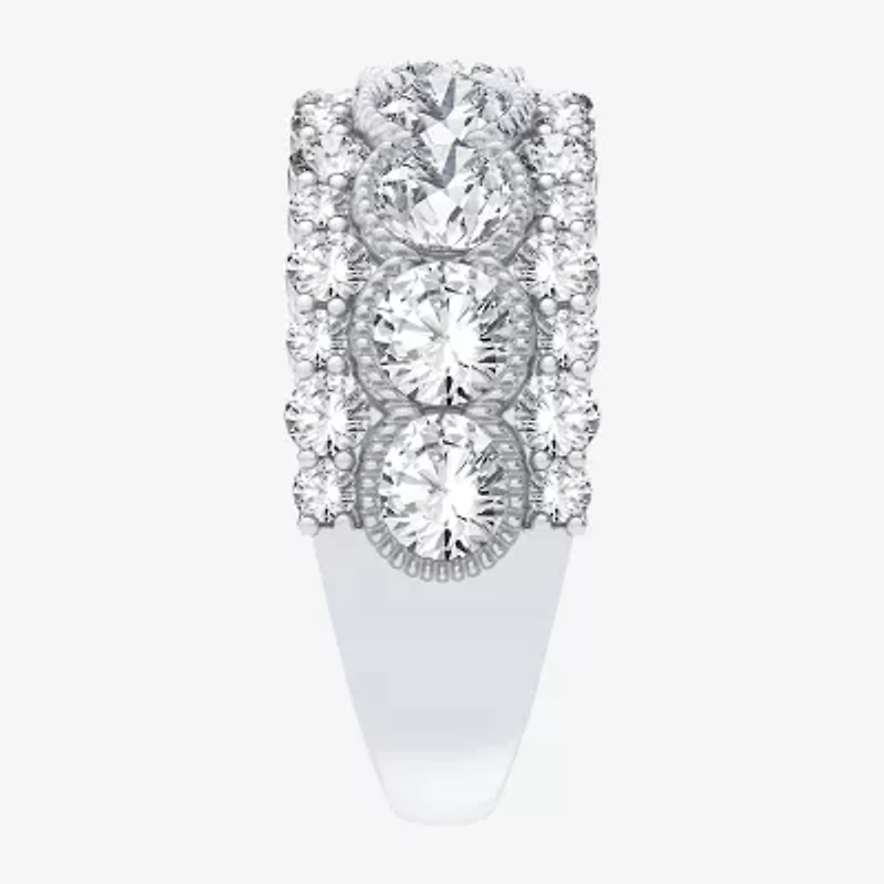 (H-I / Si1-Si2) Womens 8MM 3 CT. T.W. Lab Grown White Diamond 10K White Gold Anniversary Band