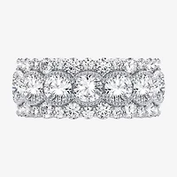 (H-I / Si1-Si2) Womens 8MM 3 CT. T.W. Lab Grown White Diamond 10K White Gold Anniversary Band