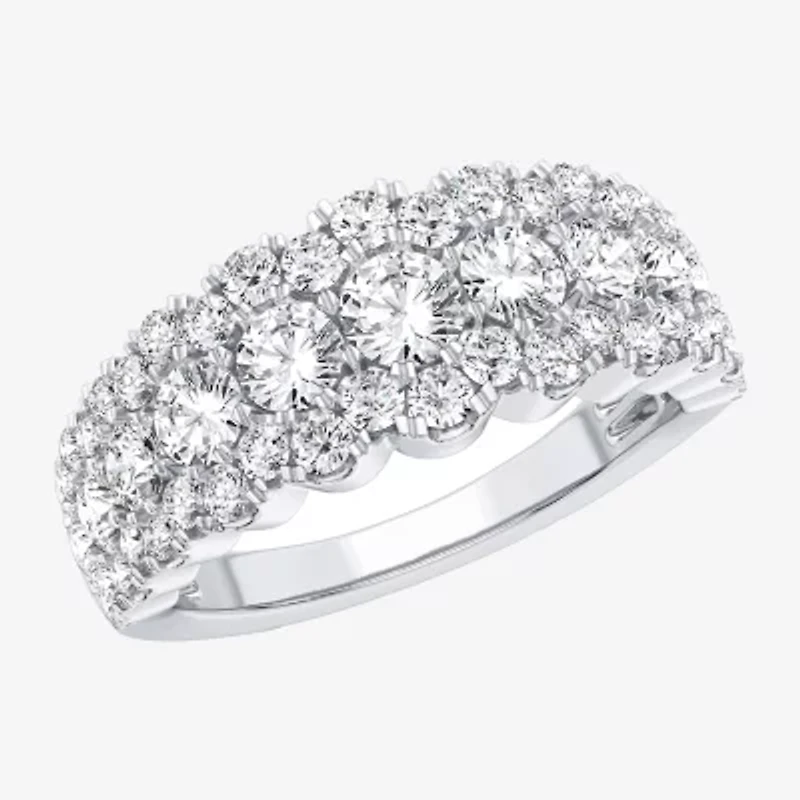 (H-I / Si1-Si2) Womens 8.5MM 2 CT. T.W. Lab Grown White Diamond 10K White Gold Anniversary Band