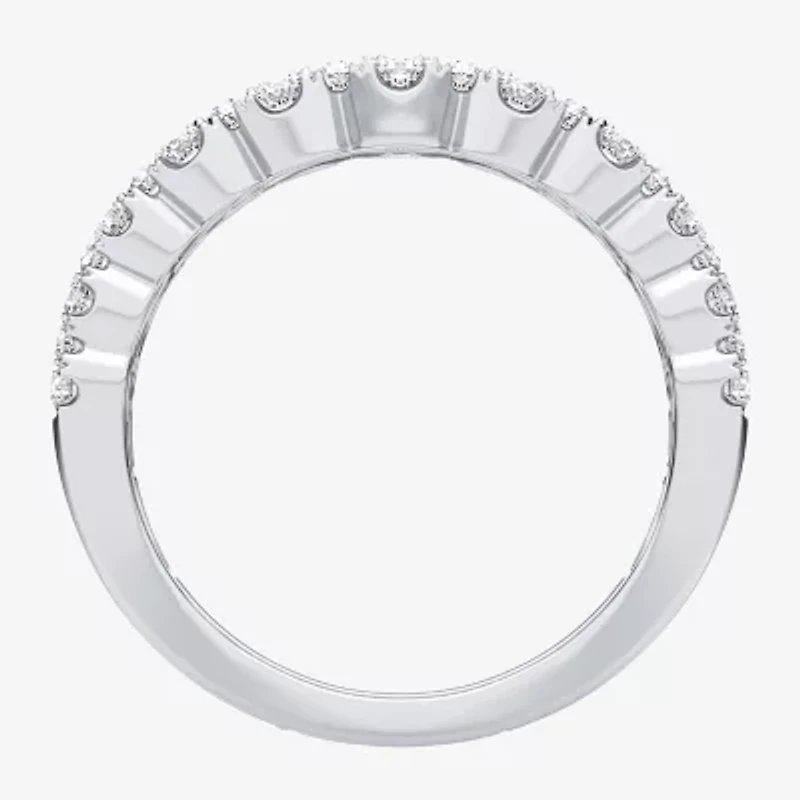 (H-I / Si1-Si2) Womens 8.5MM 2 CT. T.W. Lab Grown White Diamond 10K White Gold Anniversary Band