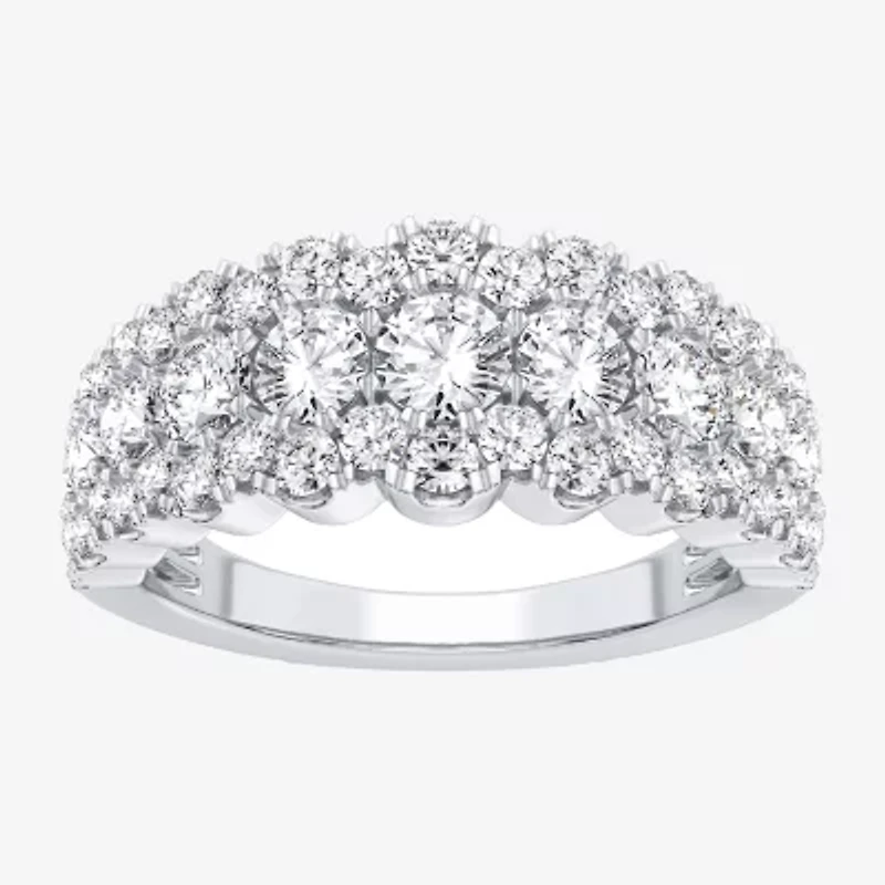 (H-I / Si1-Si2) Womens 8.5MM 2 CT. T.W. Lab Grown White Diamond 10K White Gold Anniversary Band