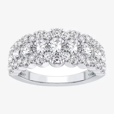 (H-I / Si1-Si2) Womens 8.5MM 2 CT. T.W. Lab Grown White Diamond 10K White Gold Anniversary Band