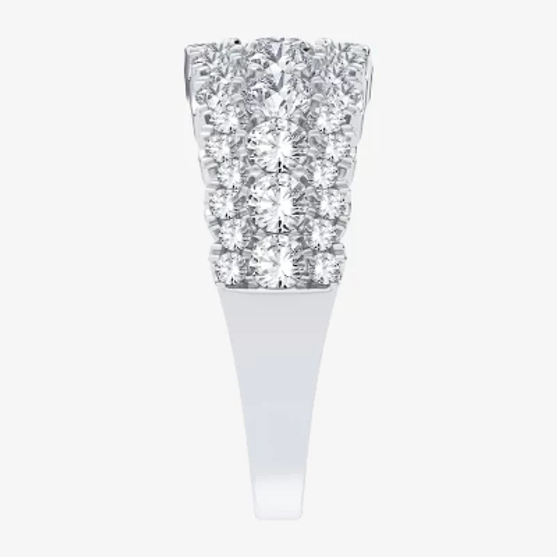 (H-I / Si1-Si2) Womens 8.5MM 2 CT. T.W. Lab Grown White Diamond 10K White Gold Anniversary Band
