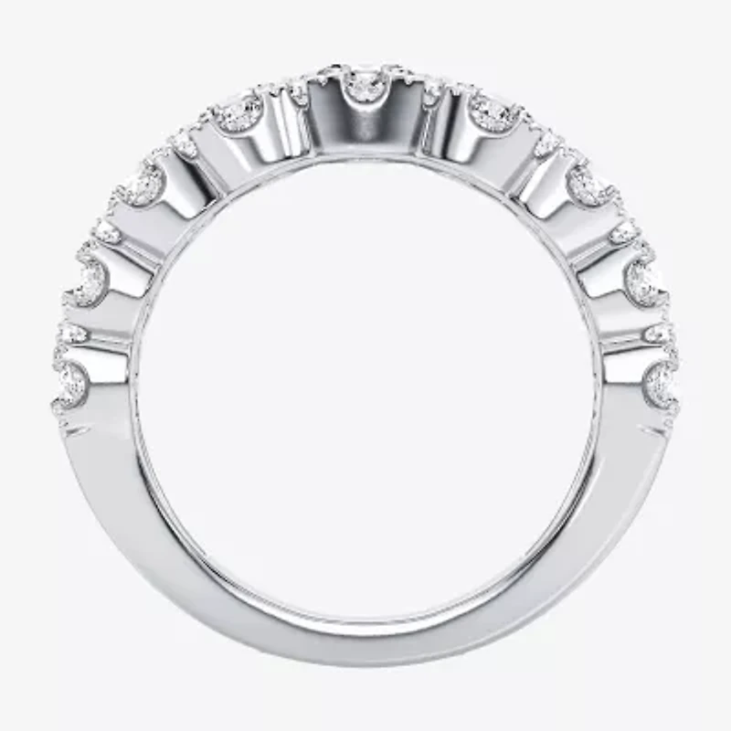 (H-I / Si1-Si2) Womens 9M 3 CT. T.W. Lab Grown White Diamond 10K White Gold Anniversary Band