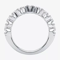 (H-I / Si1-Si2) Womens 9M 3 CT. T.W. Lab Grown White Diamond 10K White Gold Anniversary Band