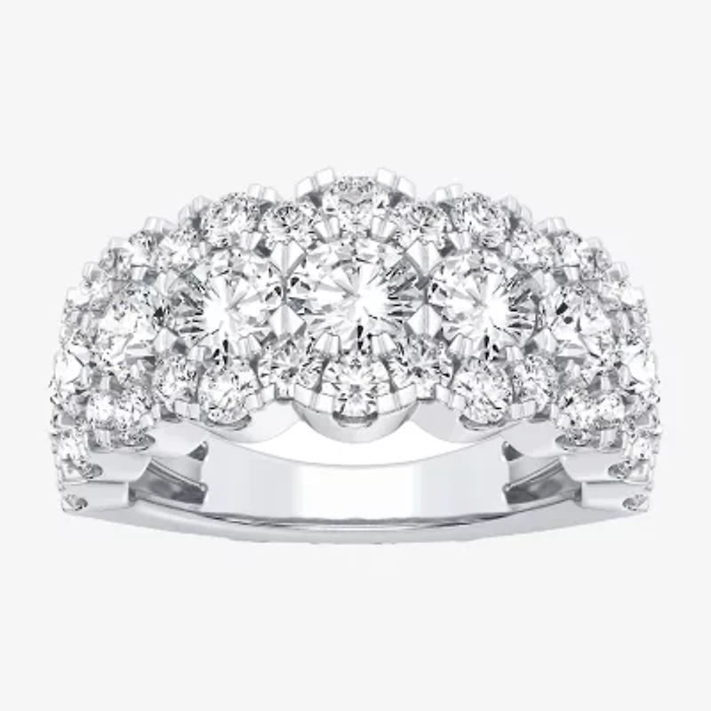 (H-I / Si1-Si2) Womens 9M 3 CT. T.W. Lab Grown White Diamond 10K White Gold Anniversary Band