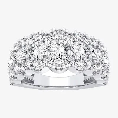 (H-I / Si1-Si2) Womens 9M 3 CT. T.W. Lab Grown White Diamond 10K White Gold Anniversary Band