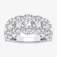 (H-I / Si1-Si2) Womens 9M 3 CT. T.W. Lab Grown White Diamond 10K White Gold Anniversary Band