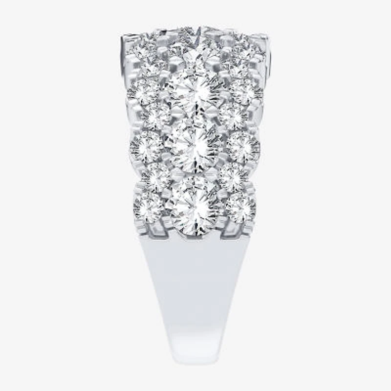 (H-I / Si1-Si2) Womens 9M 3 CT. T.W. Lab Grown White Diamond 10K White Gold Anniversary Band