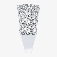 (H-I / Si1-Si2) Womens 9M 3 CT. T.W. Lab Grown White Diamond 10K White Gold Anniversary Band