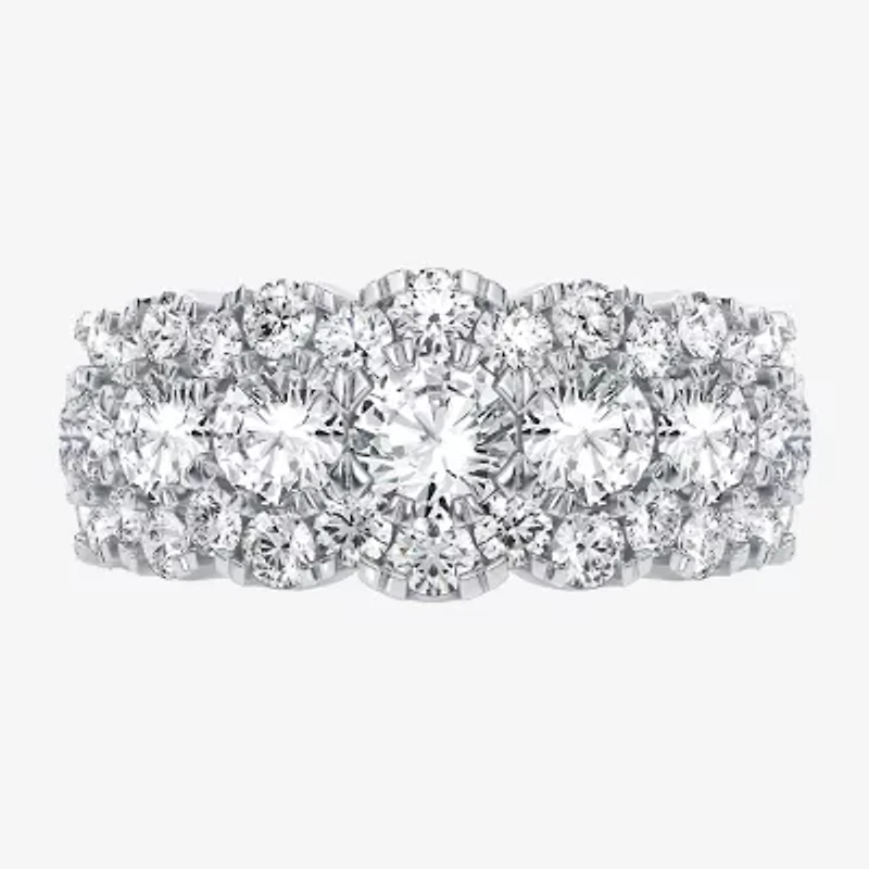 (H-I / Si1-Si2) Womens 9M 3 CT. T.W. Lab Grown White Diamond 10K White Gold Anniversary Band