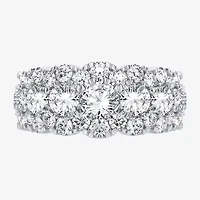 (H-I / Si1-Si2) Womens 9M 3 CT. T.W. Lab Grown White Diamond 10K White Gold Anniversary Band